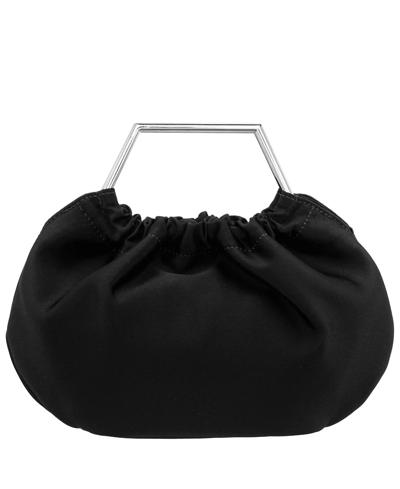 Nina Metal Handle Satin Pouch Bag