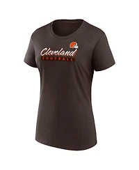 Fanatics Women's Brown/White Cleveland Browns Risk Two-Pack T-Shirt Set