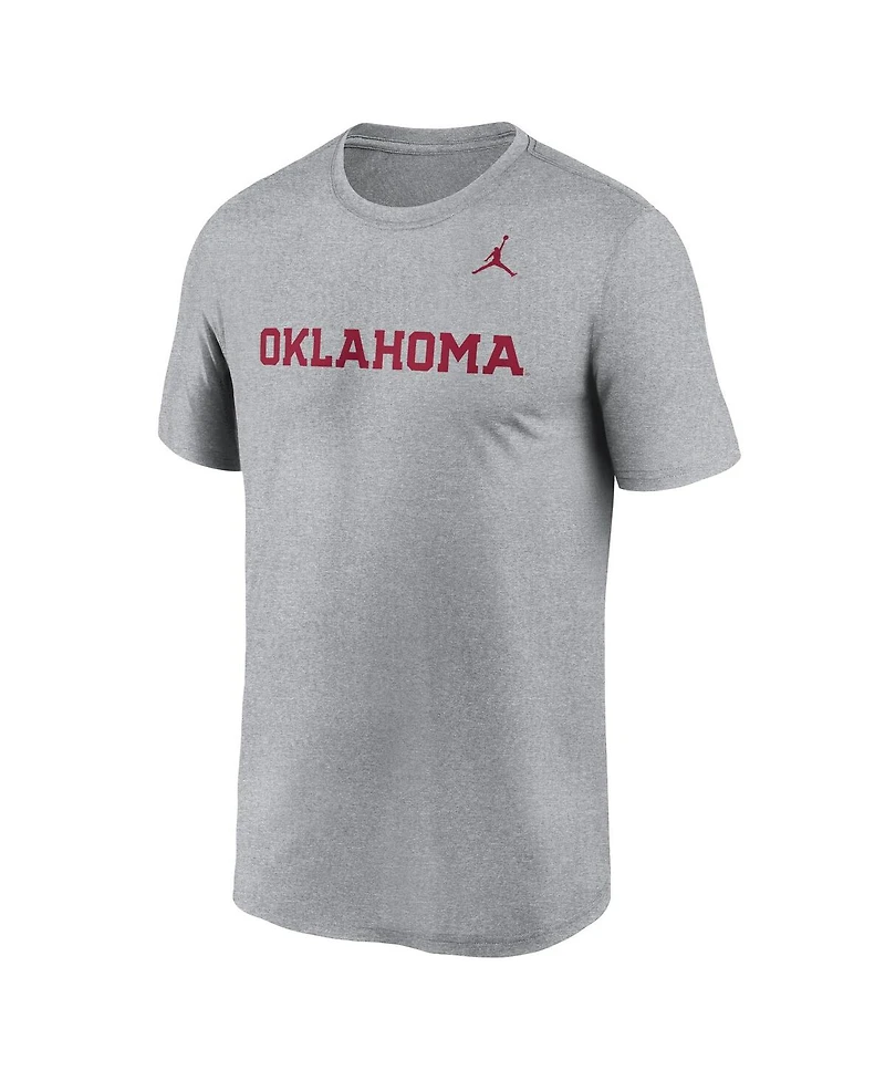 Jordan Men's Heather Gray Oklahoma Sooners Primetime Legend Wordmark T-Shirt