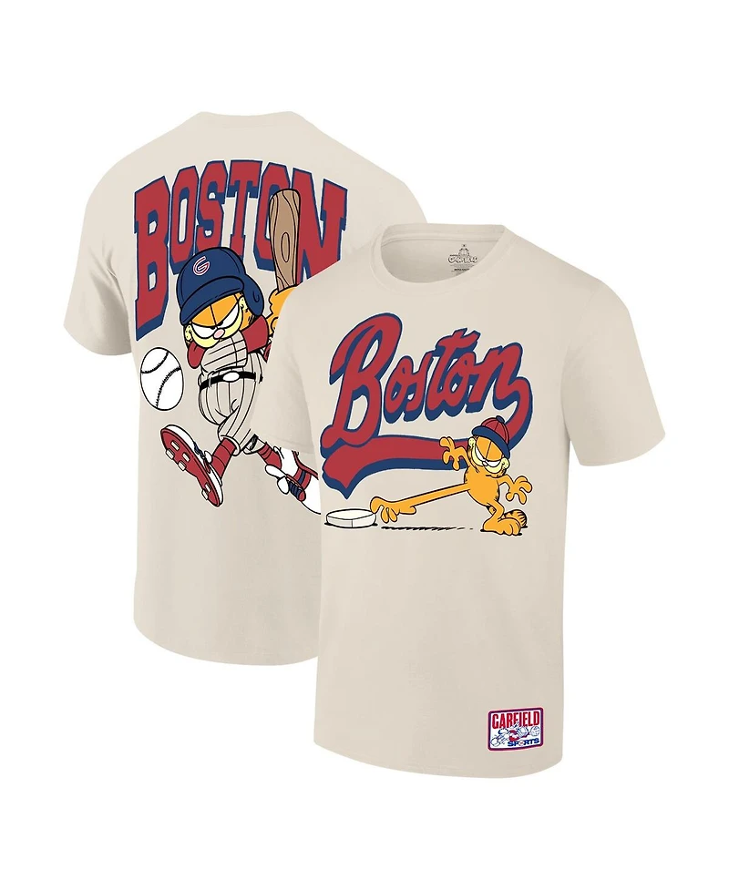 Ripple Junction Men's Cream Garfield Boston Baseball T-Shirt