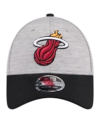 New Era Men's Heather Gray/Black Miami Heat Active Digi-Tech Two-Tone 9FORTY Adjustable Hat