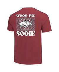 Image One Women's Cardinal Arkansas Razorbacks Comfort Colors Checkered Mascot T-Shirt