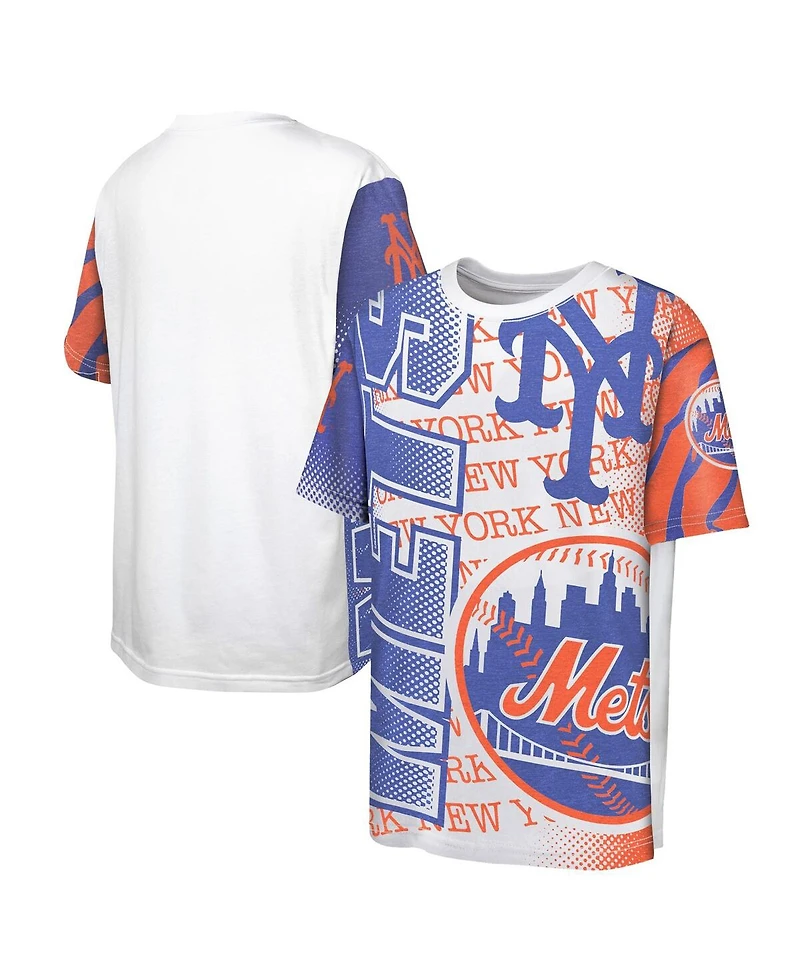 Outerstuff Big Boys and Girls White New York Mets Impact Hit Bold T-Shirt