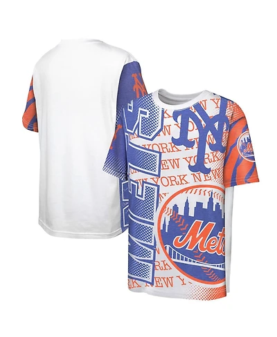 Outerstuff Big Boys and Girls White New York Mets Impact Hit Bold T-Shirt
