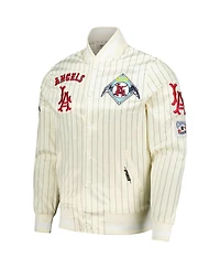 Pro Standard Men's Cream Los Angeles Angels Cooperstown Collection Pinstripe Retro Classic Satin Full-Snap Jacket