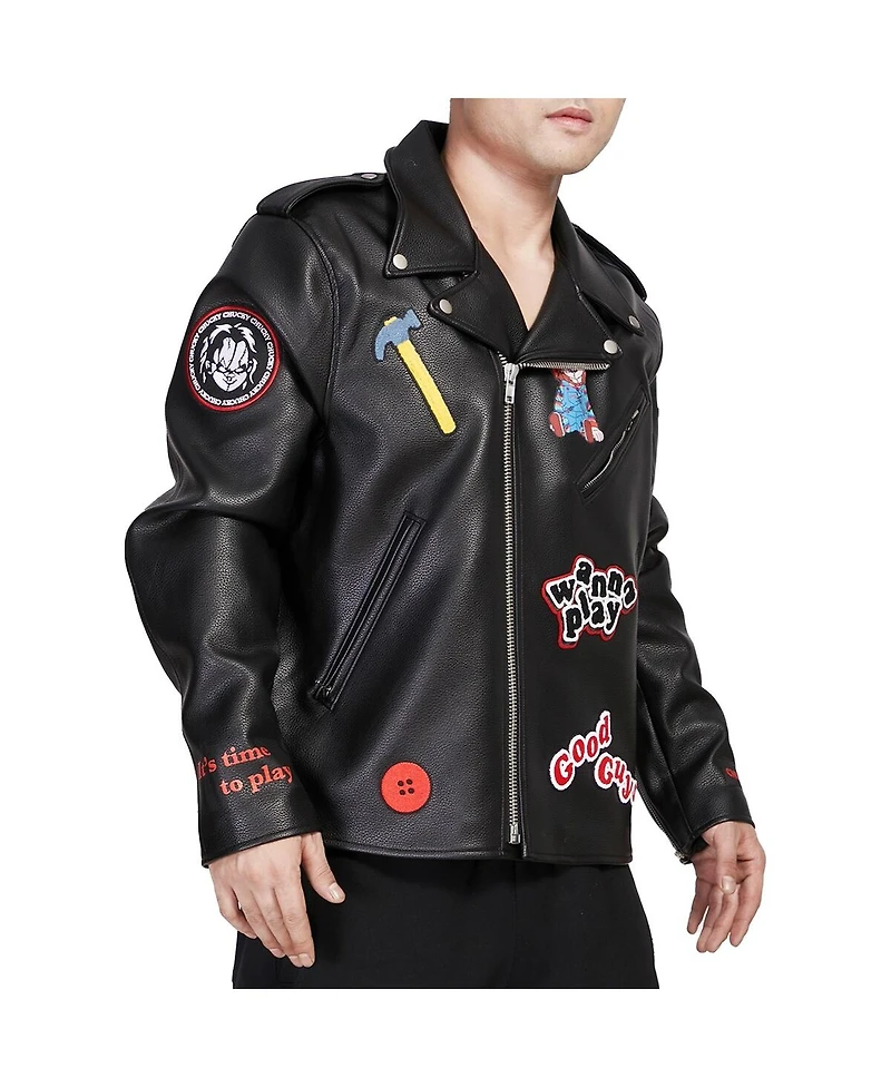 Freeze Max Men's Black Chucky Wanna Play Biker Full-Zip Jacket