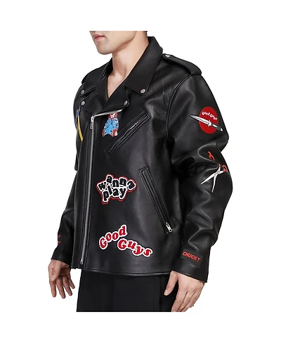 Freeze Max Men's Black Chucky Wanna Play Biker Full-Zip Jacket