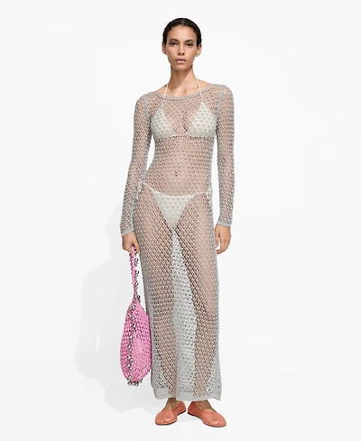 Mango Women's Crochet Foil Dress