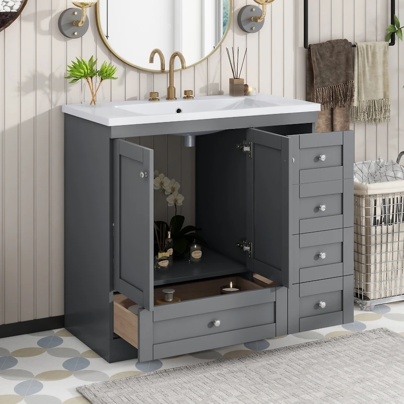Streamdale 36" Shaker Bathroom Vanity with Sink & Soft-Close Storage