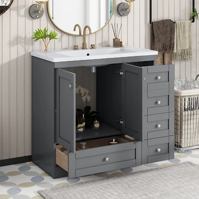 Streamdale 36" Shaker Bathroom Vanity with Sink & Soft-Close Storage