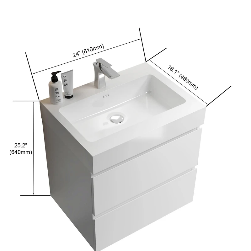 Glossy White Integrated Solid Surface Basin