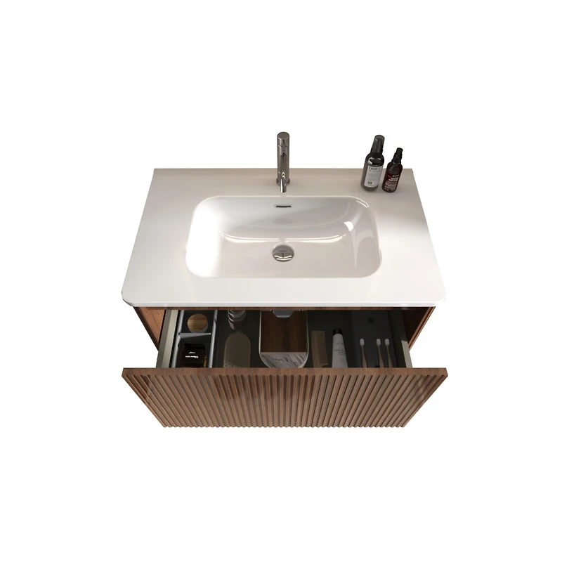 Streamdale Etna 30" Striped Walnut Vanity w/ White Ceramic Sink