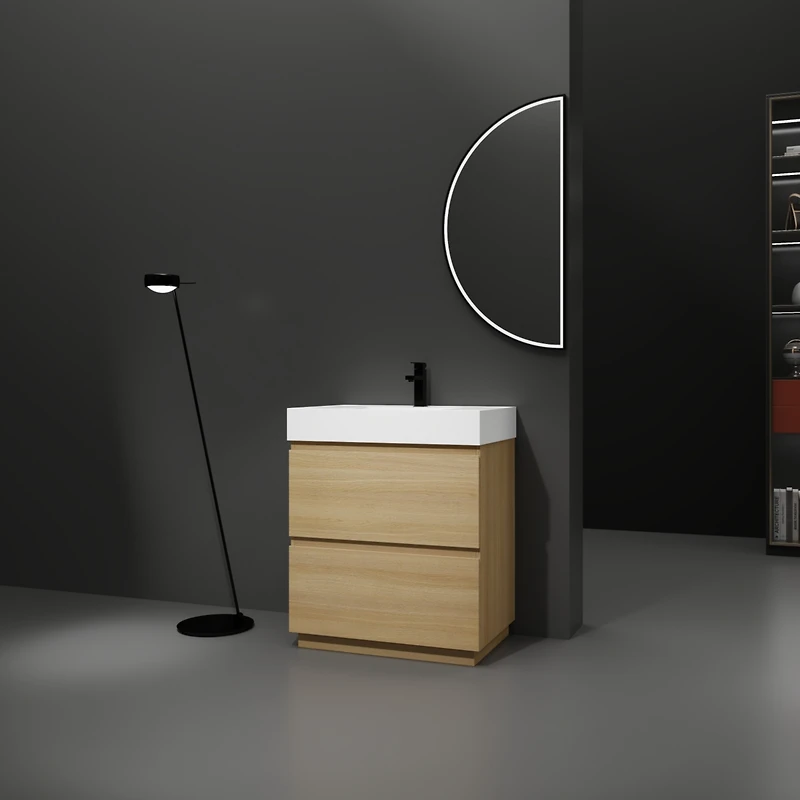 Streamdale Modern 30" Bathroom Vanity with Single Sink and Double Drawer