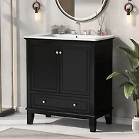 Streamdale 30" Vanity with Sink, Solid Wood & Mdf Cabinet, Doors & Drawer