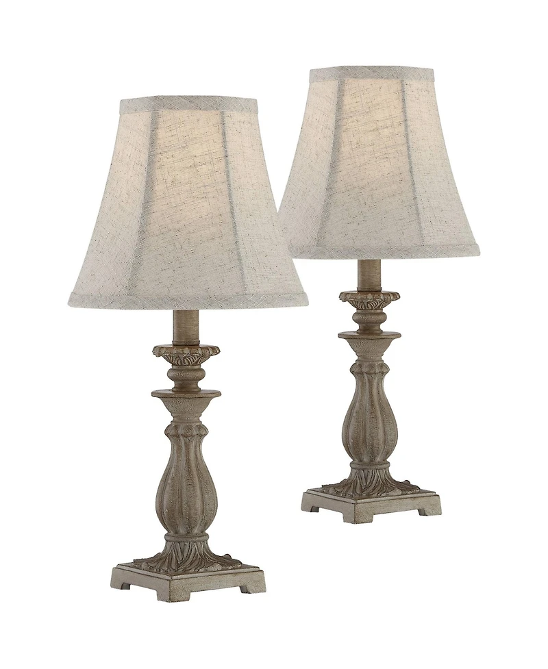 Regency Hill Cali Traditional Accent Table Lamps 19" High Set of 2 Antique Beige Off White Bell Shade for Bedroom Living Room Bedside Nightstand