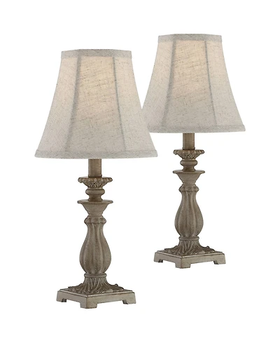 Regency Hill Cali Traditional Accent Table Lamps 19" High Set of 2 Antique Beige Off White Bell Shade for Bedroom Living Room Bedside Nightstand