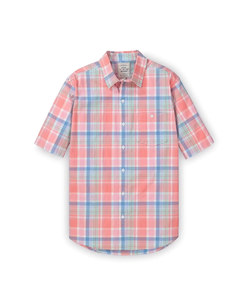 Hope & Henry Mens' Organic Cotton Short Sleeve Poplin Button Down Shirt