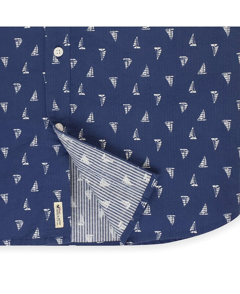 Hope & Henry Mens' Organic Seersucker Short Sleeve Button Down Shirt