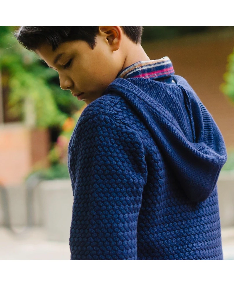 Hope & Henry Baby Boys Long Sleeve Hooded Half Zip Sweater
