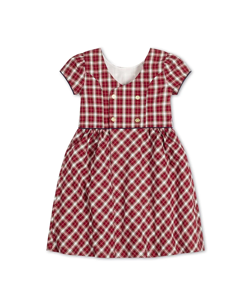 Hope & Henry Big Girls Short Sleeve Button Back Schoolgirl Dress