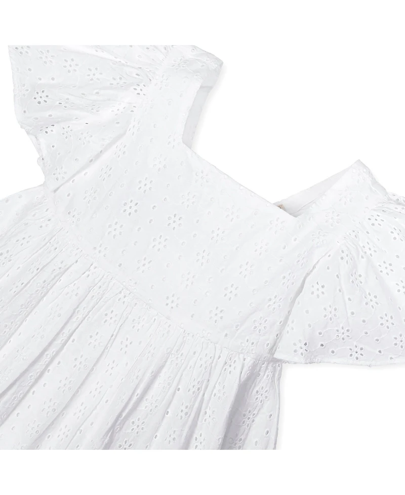 Hope & Henry Girls' Flutter Sleeve Eyelet Empire Dress, Toddler