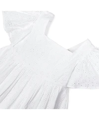 Hope & Henry Girls' Flutter Sleeve Eyelet Empire Dress, Toddler