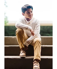Hope & Henry Baby Boys Organic Long Sleeve V-Neck Cricket Sweater