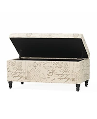 Streamdale Furniture French Script Linen Storage Ottoman