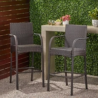 Streamdale Cascada Outdoor Wicker Barstools (Set Of 2)