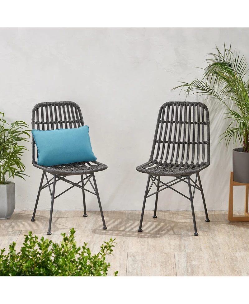 Simplie Fun Sawtelle Modern Rattan And Metal Outdoor Dining Chair