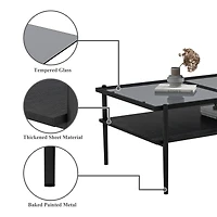 Streamdale Furniture Modern Glass Coffee Table with Black Legs