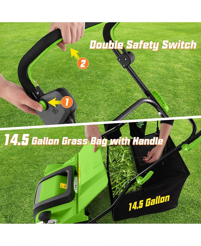 Slickblue 16-Inch Electric Lawn Dethatcher and Scarifier with Collection