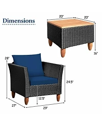 Slickblue 3 Pieces Outdoor Patio Rattan Furniture Set with Coffee Table