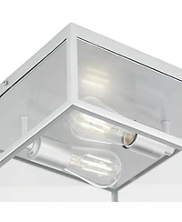 John Timberland Union Modern Farmhouse Indoor-Outdoor Flush-Mount Ceiling Light Fixture 12" Matte Silver Nickel Clear Glass Panels Square Exterior Hou