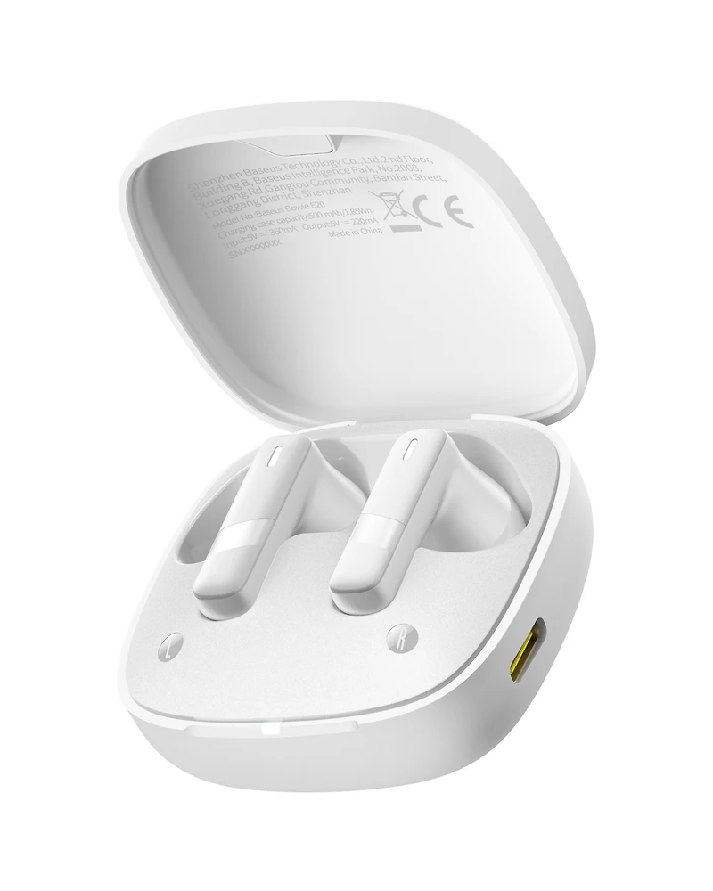 Baseus E20 Wireless Earbuds Bluetooth 5.3 Headphones in-Ear Earphones, White