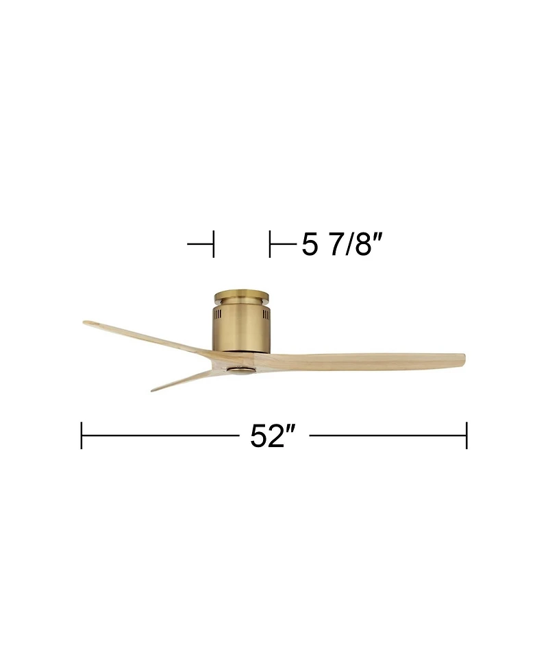 Casa Vieja 52" Windspun Modern Indoor Ceiling Fan 3 Blade Remote Control Soft Brass Finish Bedroom Living Room Hugger Dc Motor