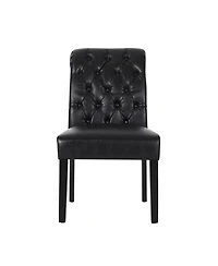 Streamdale Ivory Linen Tufted Rolltop Dining Chairs (Set Of 2)