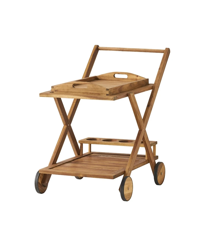 Streamdale Furniture Riviera Acacia Wood Mobile Bar Cart