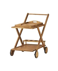 Streamdale Furniture Riviera Acacia Wood Mobile Bar Cart