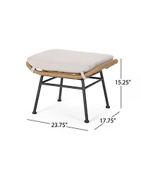 Simplie Fun Modern Rattan Ottoman With Water-Resistant Cushions