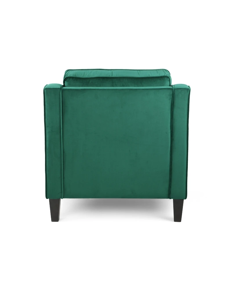 Plush Velvet Upholstered Sofa With Tufted Cushions And Gold Legs