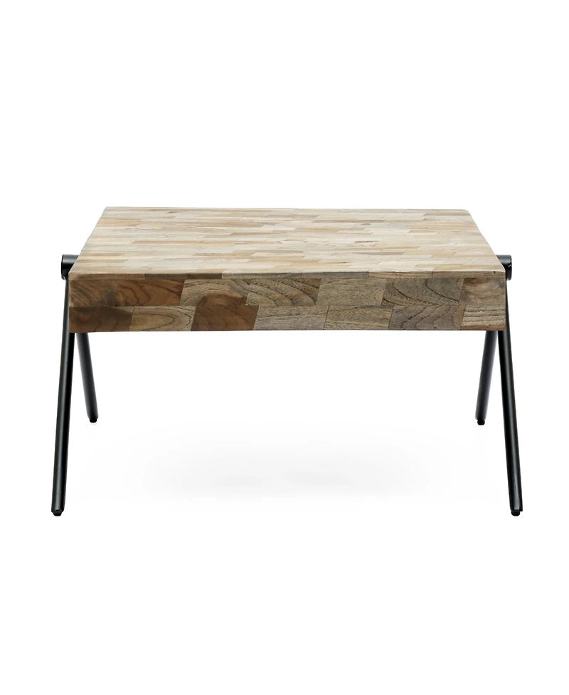 Streamdale Furniture Industrial Mango Wood Coffee Table With V-Shaped Legs