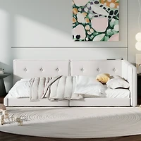 Streamdale Upholstered Full Bed with Usb Ports and Led Belt, Beige