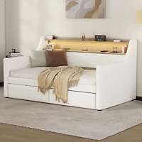 Streamdale Twin Daybed with Drawers, Charging Station, Led Lights, and Storage