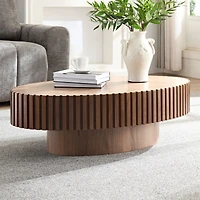 Streamdale Modern Walnut Coffee Table with Sturdy Pedestal