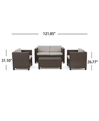 Streamdale 4-Piece Outdoor Sofa Set With Cushions And Coffee Table