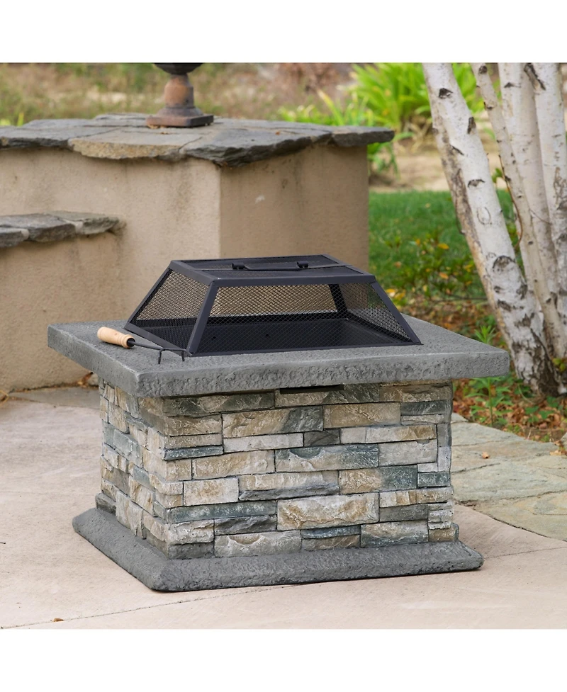 Streamdale 28" Square Fire Pit With Iron Shield