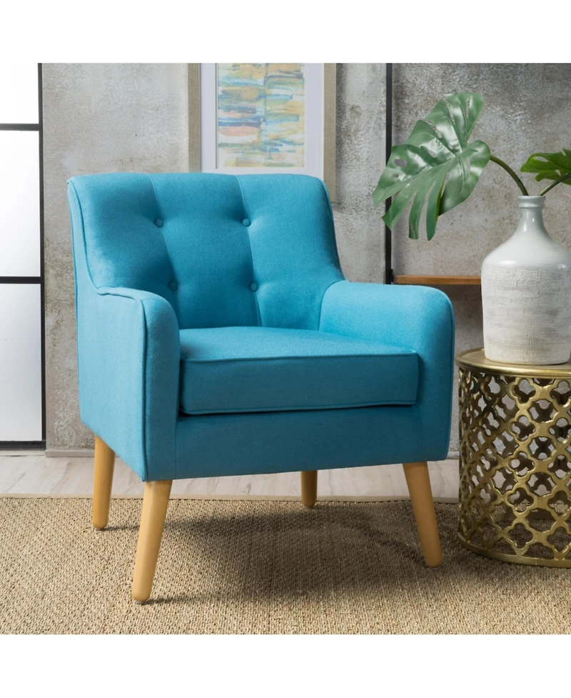 Streamdale Mid-Century Modern Tufted Armchair With Birch Legs