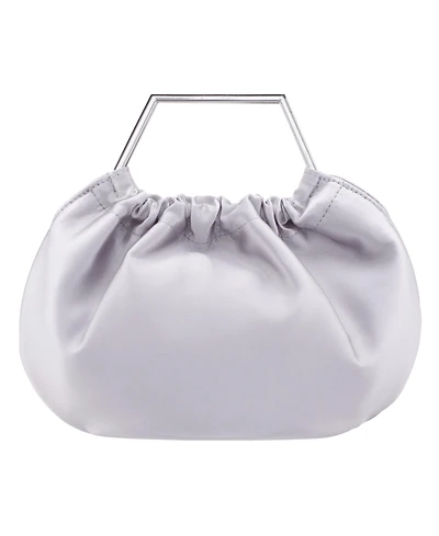Nina Metal Handle Satin Pouch Bag