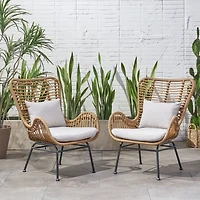 Streamdale Modern Rattan Chair With Curved Seating And Cozy Cushions